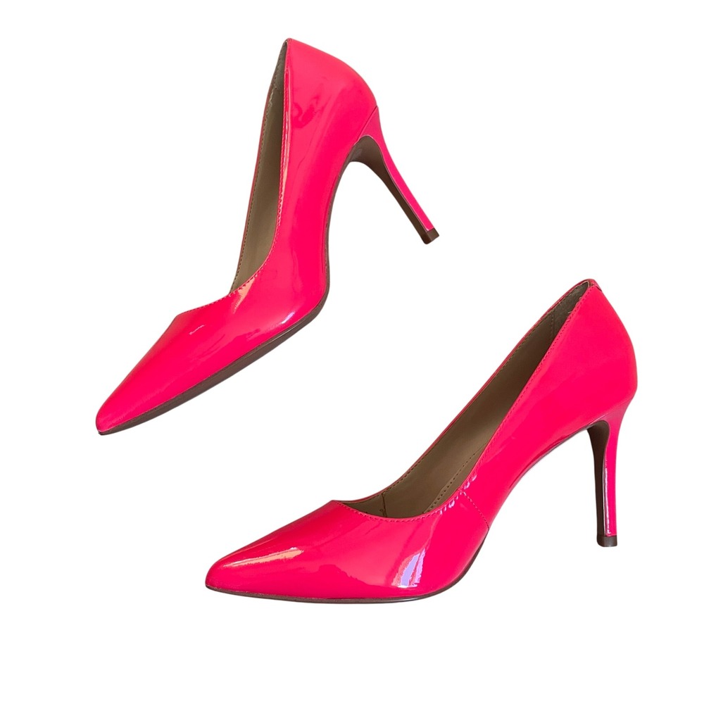 Banana Republic Pointed Toe Patent Heels Hot Pink Stiletto sz 6‎ Madison 12 Hour
